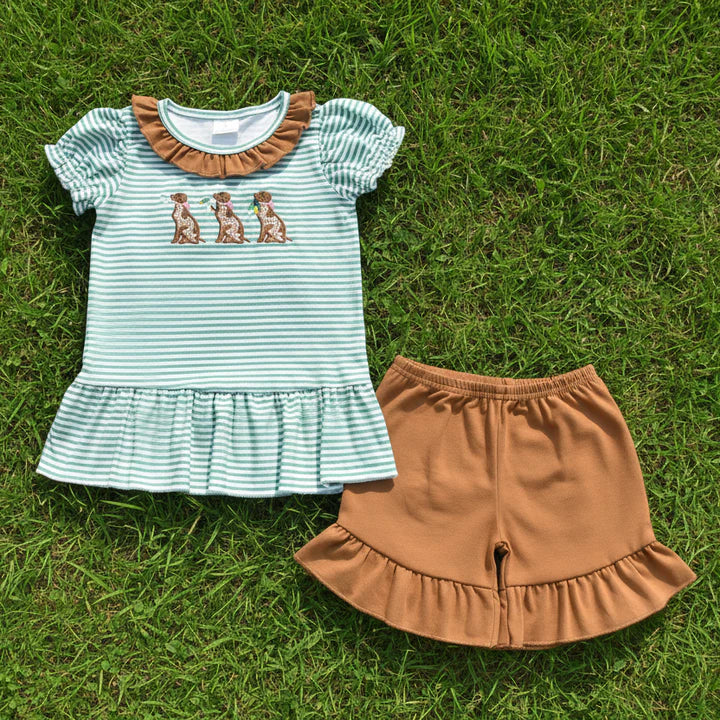 Hunting Dog Ruffle Short Set