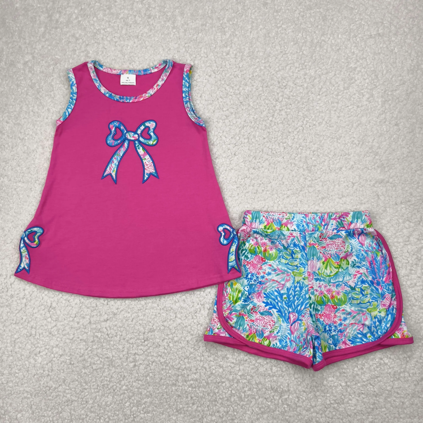 Lily Bow Embroidery Short Set