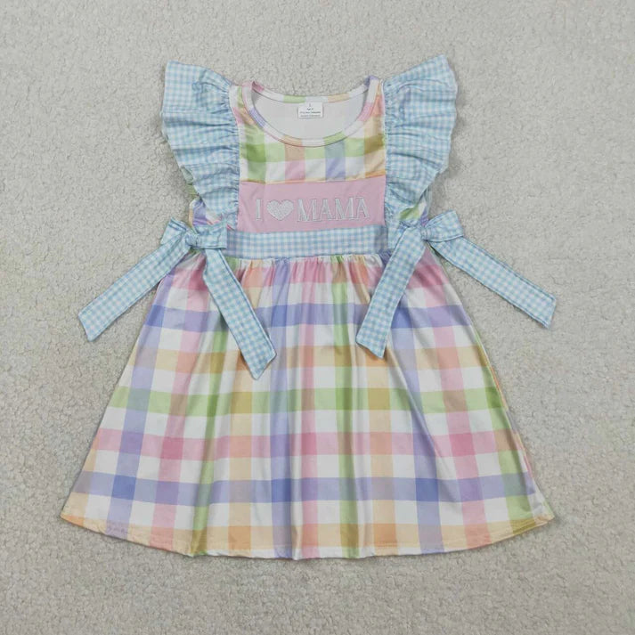 Plaid I Heart Mama Embroidery Dress