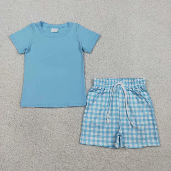 Plaid Boy Blue Short Set