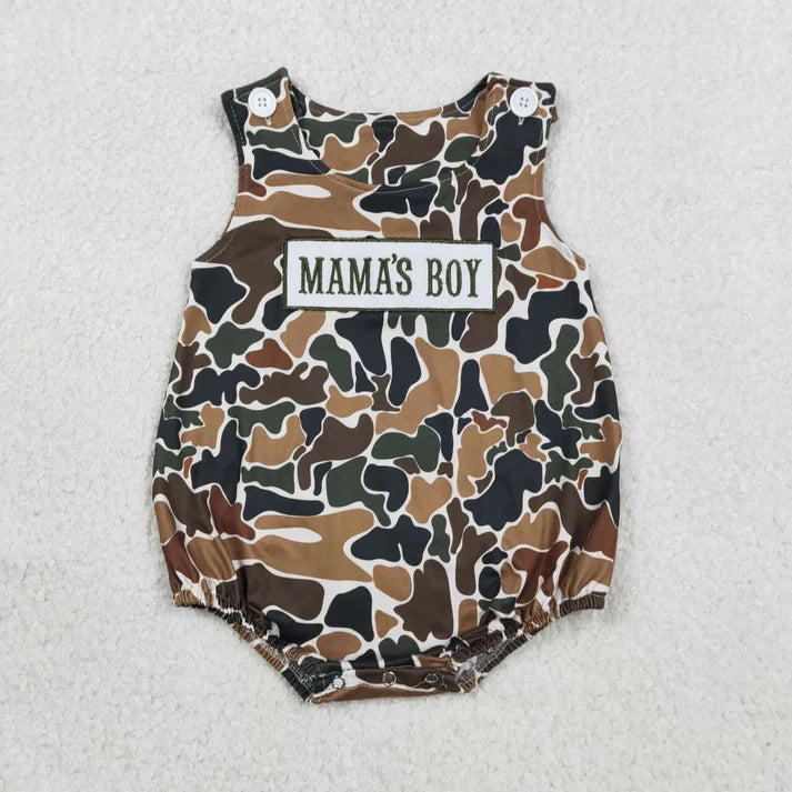 Camo Mama's Boy Embroidery Bubble