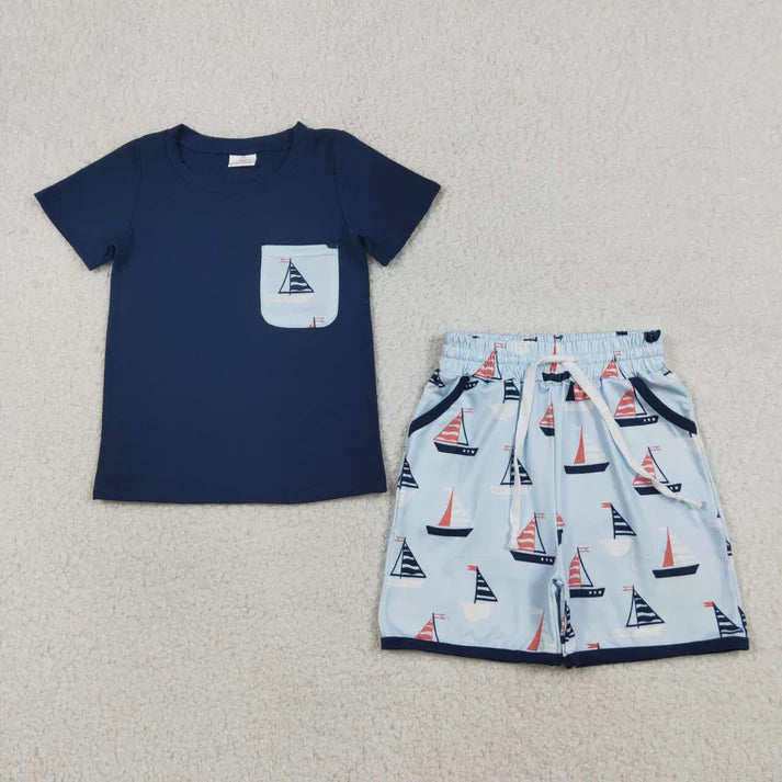 Sailboat Pocket Tee Short Set