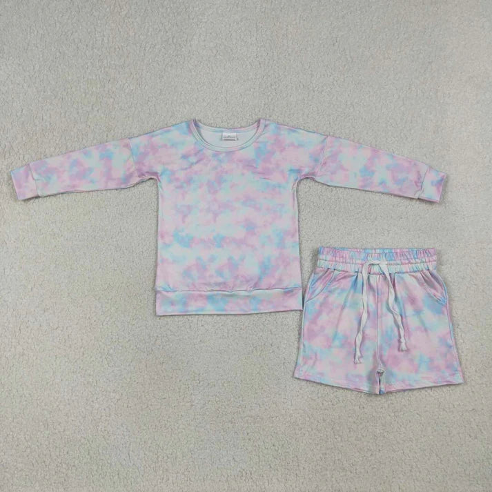 Long Sleeve Tie Dye Short Set