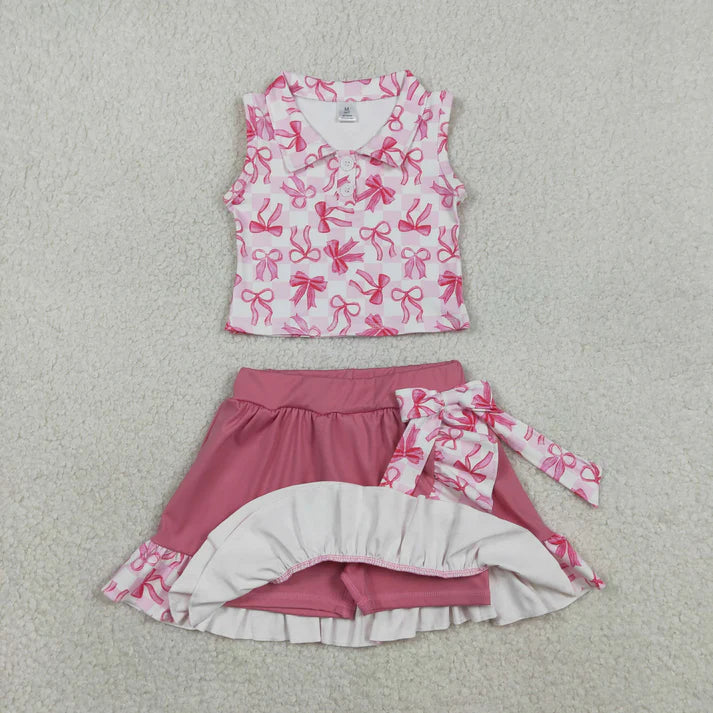 Bow Tank Athletic Skirt Set