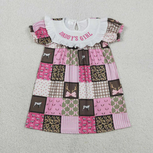 Daddy Girl Embroidery Camo Smocked Dress
