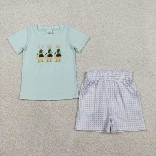 Duck Easter Embroidery Short Set