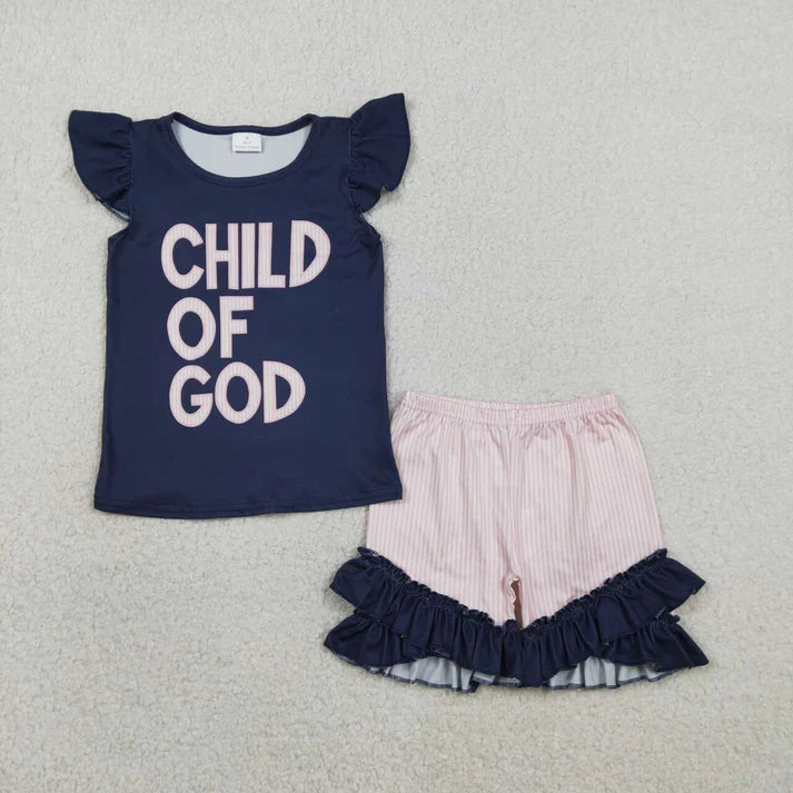 Child Of God Ruffle Short Set