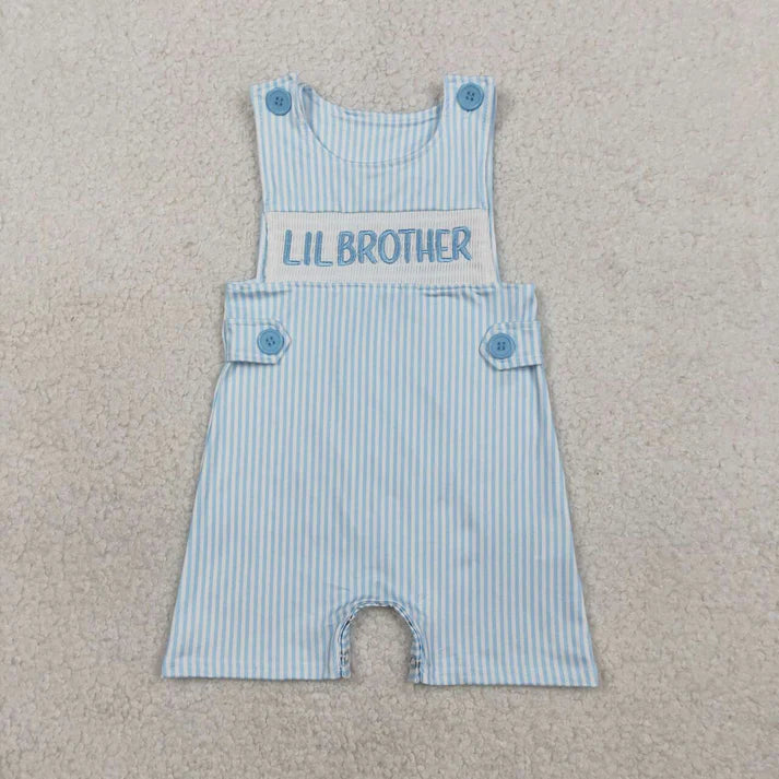 Little Brother Plaid Embroidery Tank Short Romper