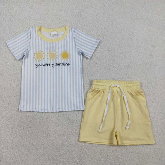 You are my sunshine embroidery boy short set