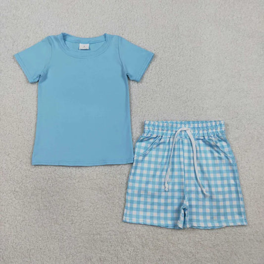 Plaid Boy Blue Short Set