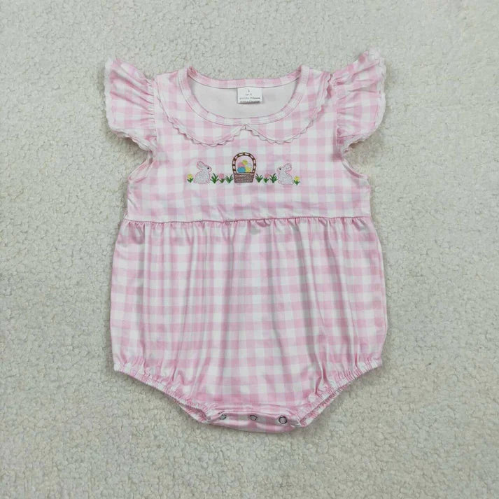 Plaid Pink Easter Embroidery Bubble