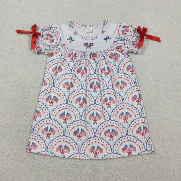 4th of July Smocked Embroidery Dress