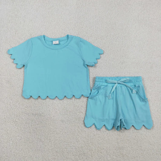 Ruffle Short Set Blue