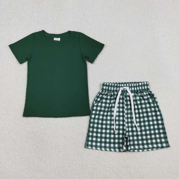 Plaid Green Boy Short Set