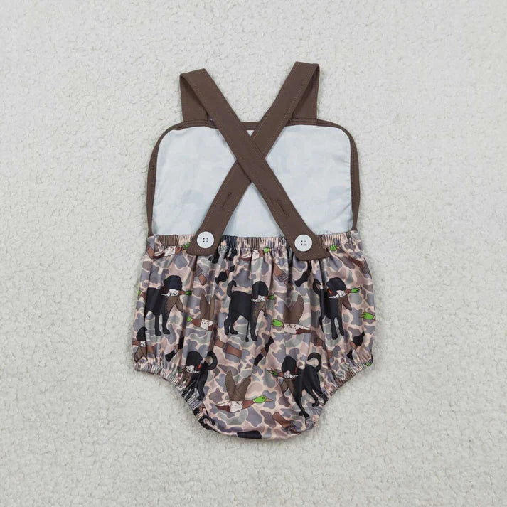 Camo Duck Boy Romper with open back