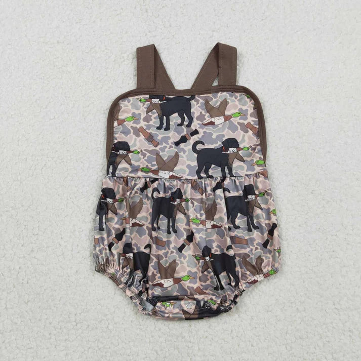 Camo Duck Boy Romper with open back