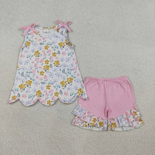 Tank Floral Ruffle Short Set