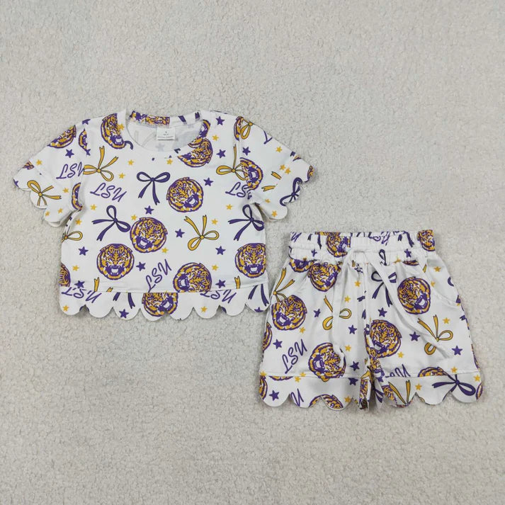 LSU Scalloped Edged Short Set
