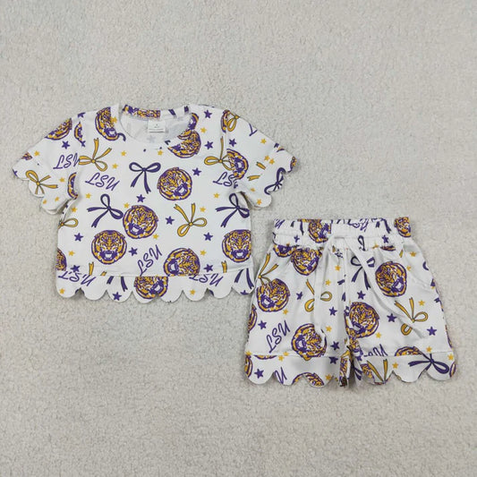 LSU Scalloped Edged Short Set