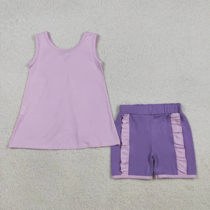 Purple Tank with Bow on the Back Short Set