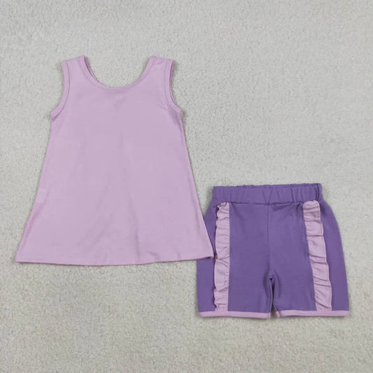 Purple Tank with Bow on the Back Short Set