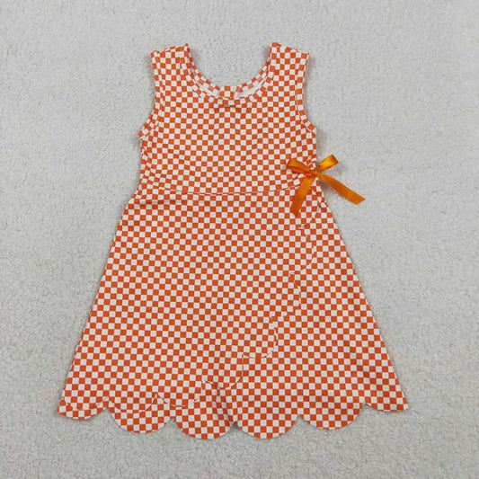 Orange Plaid Scalloped Edge Athletic Dress
