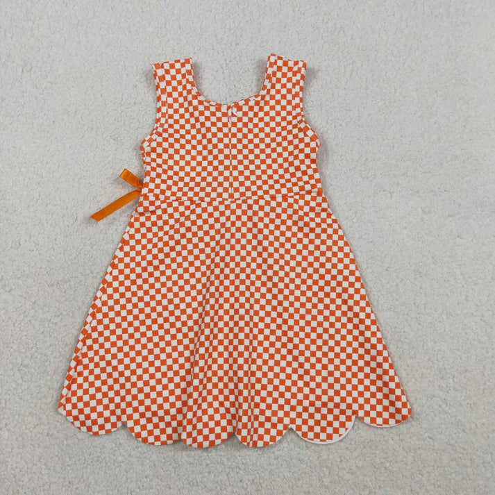 Orange Plaid Scalloped Edge Athletic Dress