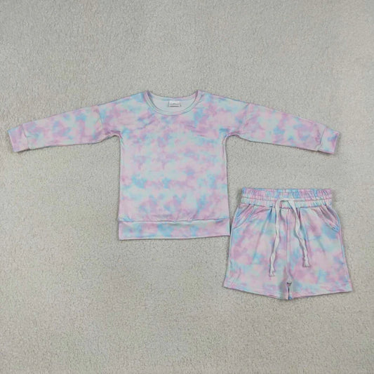 Long Sleeve Tie Dye Short Set
