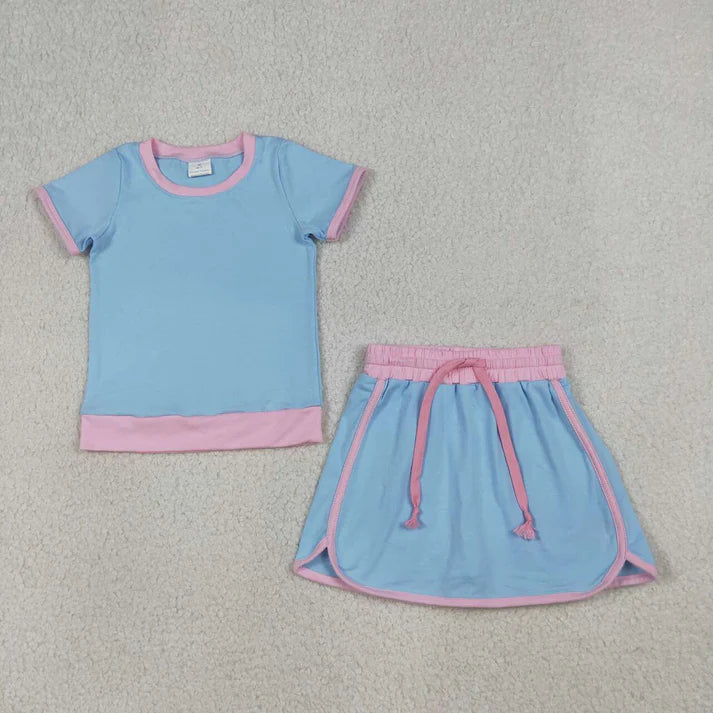 Blue and Pink Cotton Athletic Skort Set