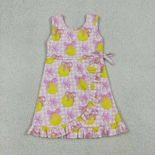 Lemon Plaid scalloped Athletic Dress