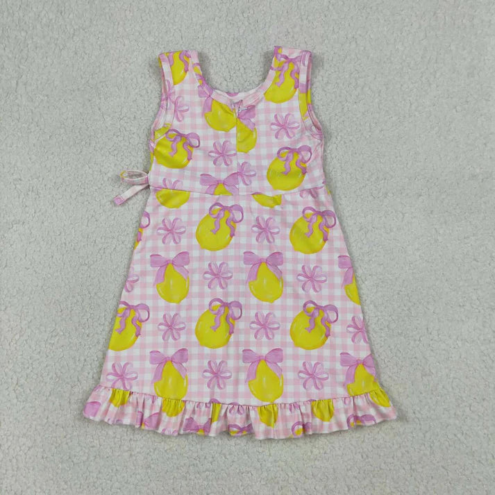 Lemon Plaid scalloped Athletic Dress